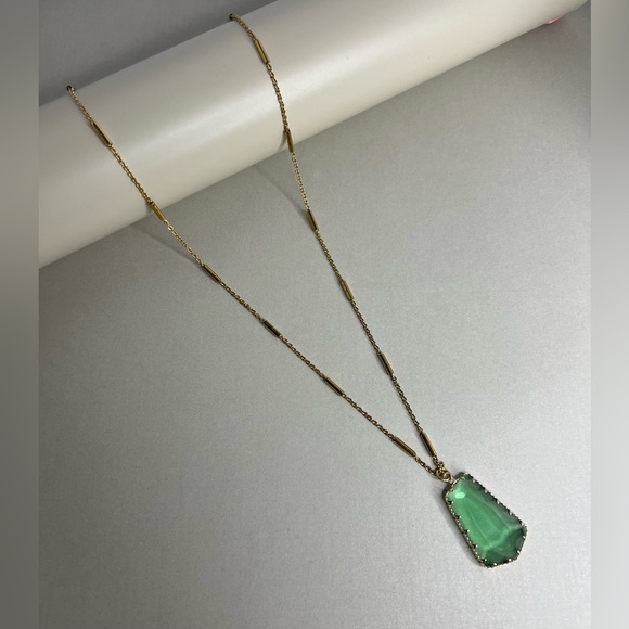 Bohemian Green Crystal Long Necklace - Stylish Large Crystal Necklace - Picture 11 of 14